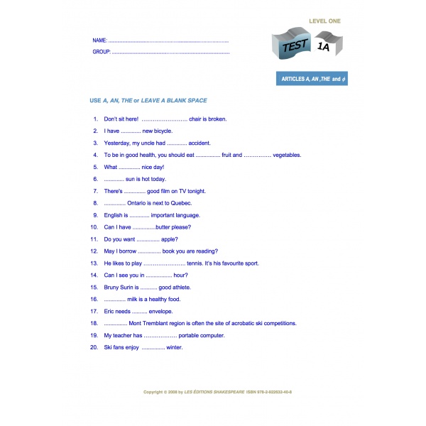 Formative & Self-Evaluation Series - Level 1