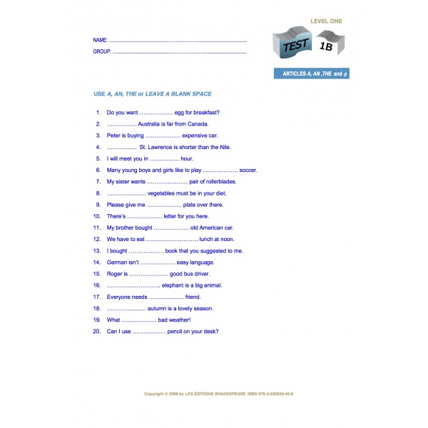 Formative & Self-Evaluation Series - Level 1