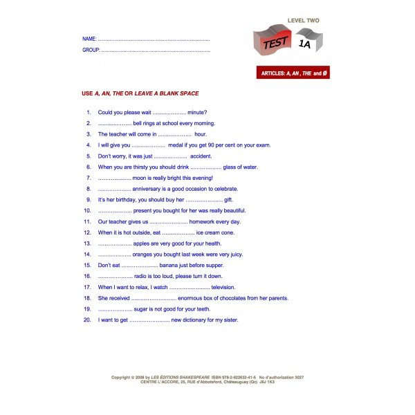 Formative & Self-Evaluation Series - Level 2