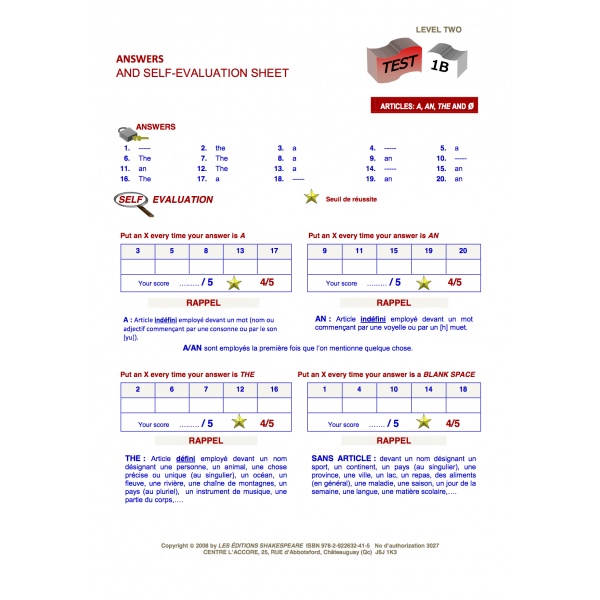 Formative & Self-Evaluation Series - Level 2