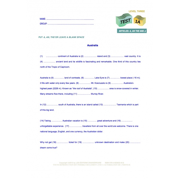 Formative & Self-Evaluation Series - Level 3