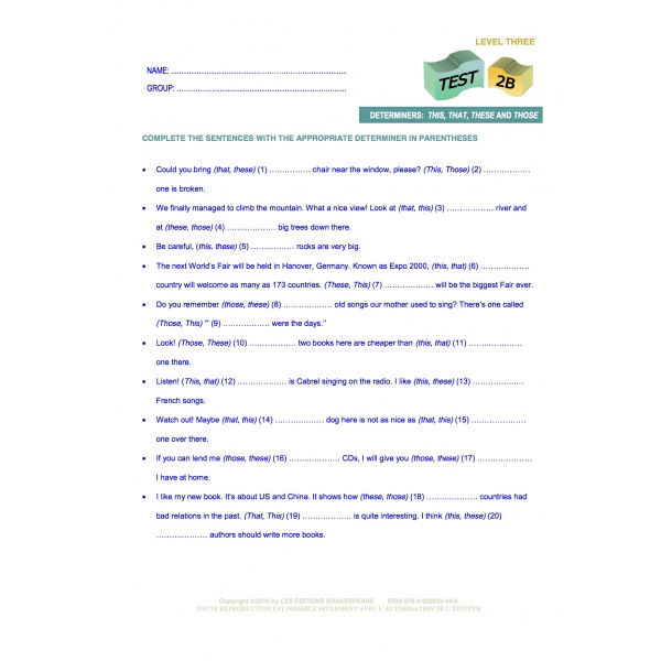 Formative & Self-Evaluation Series - Level 3