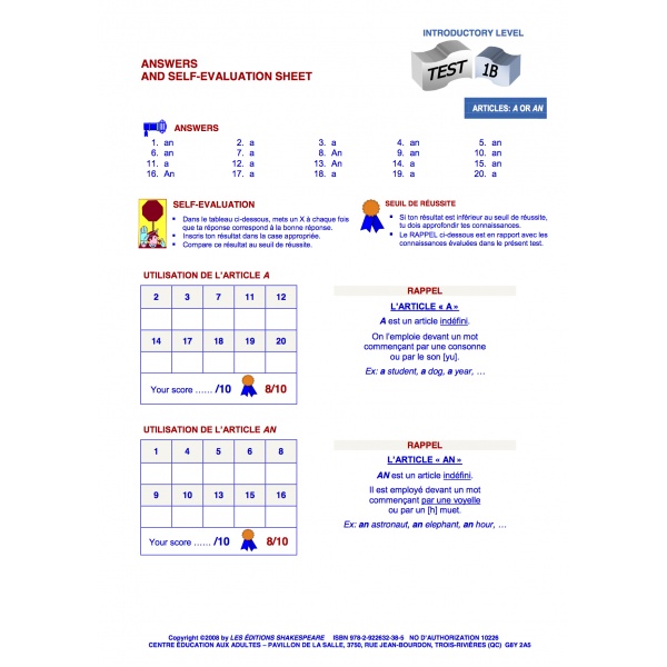 Formative & Self-Evaluation Series - Introductory Level